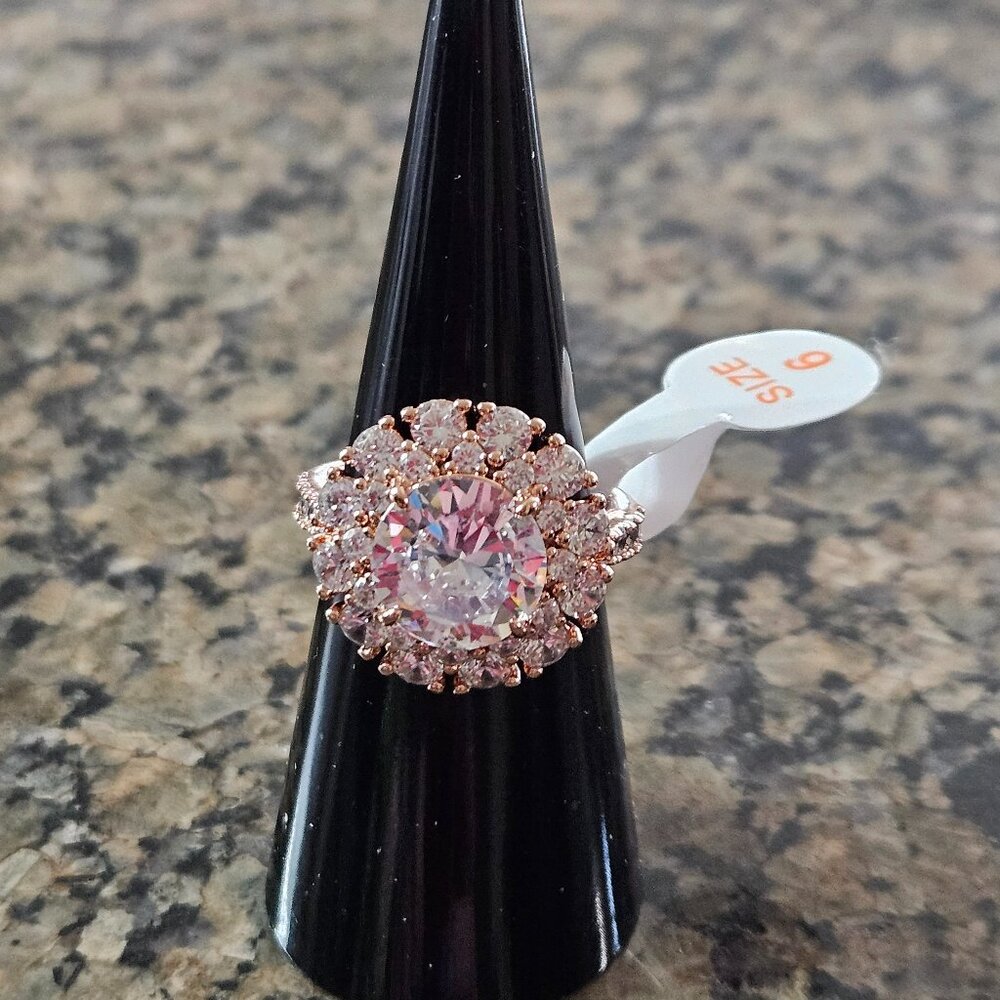 Bomb Party RBP8637 "Somebody Like You" Diamond Cubic Zirconia Rose Gold Sz 6